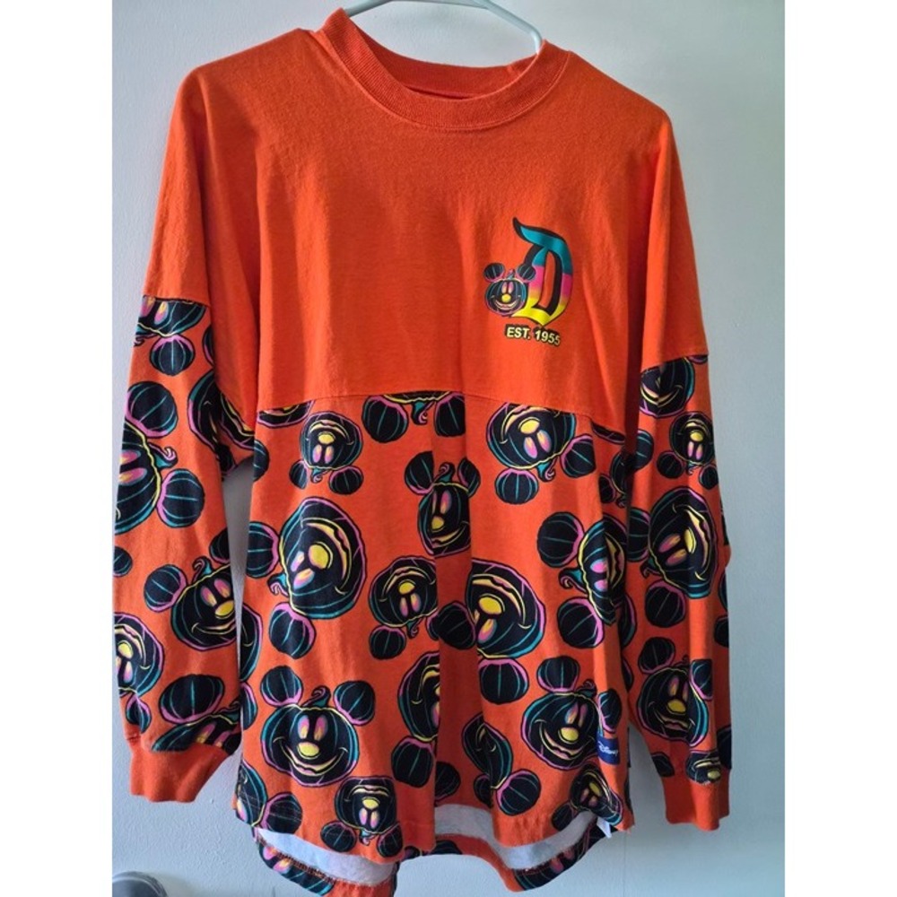 Disneyland Mickey Mouse Pumpkin Halloween Spirit Jersey Size Small Orange Disney